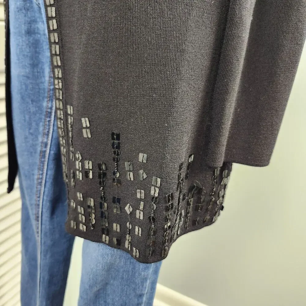 Dunnes Long Black Cardigan Size M/L Sequins Embellished